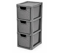 ELMORA'Z 3 Drawer Plastic Storage Organizer Medium Tower Unit Chest Of Storage For Bedroom Kitchen Office Cosmetics Stationary Use Storage Drawer Desktop Table Tower Unit (Rattan Black)