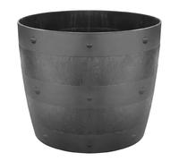 ELMORA'Z 34CM Whiskey Barrel Planter Wooden Effect Plastic Flower Pot for Indoor Outdoor Plants, Herbs & Flowers Pack Of 1 Black