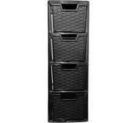 ELMORA'Z Drawer Plastic Storage Organizer Medium Tower Unit Chest Of Storage For Bedroom Kitchen Office Cosmetics Stationary Use Storage Drawer Table Tower Unit (4 Tier Rattan Black)