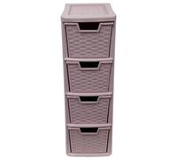 ELMORA'Z Drawer Plastic Storage Organizer Medium Tower Unit Chest Of Storage For Bedroom Kitchen Office Cosmetics Stationary Use Storage Drawer Table Tower Unit (4 Tier Rattan Pink)