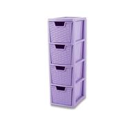 ELMORA'Z Drawer Plastic Storage Organizer Medium Tower Unit Chest Of Storage For Bedroom Kitchen Office Cosmetics Stationary Use Storage Drawer Table Tower Unit (4 Tier Rattan Lilac)