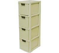 ELMORA'Z Drawer Plastic Storage Organizer Medium Tower Unit Chest Of Storage For Bedroom Kitchen Office Cosmetics Stationary Use Storage Drawer Table Tower Unit (4 Tier Rattan Cream)