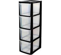 ELMORA'Z Drawer Plastic Storage Organizer Medium Tower Unit Chest Of Storage For Bedroom Kitchen Office Cosmetics Stationary Use Storage Drawer Table Tower Unit (4 Tier Rattan Black Clear)