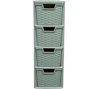 ELMORA'Z Drawer Plastic Storage Organizer Medium Tower Unit Chest Of Storage For Bedroom Kitchen Office Cosmetics Stationary Use Storage Drawer Table Tower Unit (4 Tier Rattan Sage Green)