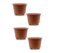 ELMORA'Z Large Planter 32cm Plastic Plant Pots Outdoor Indoor Garden Patio Round Planter with Feet Marked Drainage Hole Herb Flower Pot Plant Container Terracotta 4x