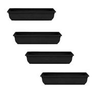 ELMORA'Z Plastic Garden Trough Planter 60CM Long Flower Box Pot for Herbs, Plants & Vegetables Indoor Outdoor Window Sill Patio Planter 4x Black