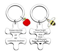 Elmsley Leaving Gifts for Colleagues Women, Stainless Steel Puzzle Piece Keychain with Bee Charm, Keyrings for Women, Enjoy the Next Chapter, Perfect Thank You, Farewell Gift for Coworkers