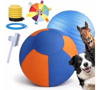 ELMVAR Calming Jumbo Ball For Dogs, 10/18/22" Giant Herding Ball With Handle Cover & Pump, Thickened Tear Inflatable Big Ball For Dogs & Horses Outdoor Play & Exercise (2 Color, 55cm/22in)