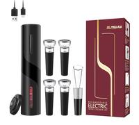 ELMWAY 7-in-1 Electric Wine Opener Set - Rechargeable Automatic Corkscrew with Advanced Aerator Pourer, 4 Vacuum Stoppers & Foil Cutter - Ideal for Wine Lovers