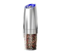 ELMWAY Battery-Powered Gravity Salt & Pepper Grinder - Tilt-to-Start Electric Salt & Pepper Grinder with LED Light, Adjustable Coarseness & One-Hand Operation, Stainless Steel (4 x AAA Not Included)
