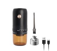 ELMWAY Electric Burr Coffee Grinder - Rechargeable & Portable, Stainless Steel Conical Burr, One-Touch Grinding with Auto Stop, External Adjustable Settings, Perfect for Single Servings - Black