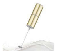 ELMWAY Electric Milk Frother - Battery Operated Handheld Foam Maker, Brushed Stainless Steel Body, Sleek Design for Kitchen & Everyday Use, No Stand, Gold Finish
