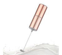 ELMWAY Electric Milk Frother - Battery Operated Handheld Foam Maker, Brushed Stainless Steel Body, Sleek Design for Kitchen & Everyday Use, No Stand, Rose Gold Finish