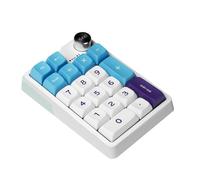 ELMWAY KZZI K20 Wireless Mechanical Number Pad - Rechargeable Tri-Mode Numeric Keypad (Bluetooth/2.4G/USB-C), RGB Backlight, Aluminum Knob & Hot-Swappable - White Blue