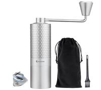ELMWAY Manual Coffee Grinder with Full Metal Body & Honeycomb Design, 5-Star Stainless Steel Burr, Dual Bearings, Magnetic Handle, Stainless Steel Crank - Internal Grind Adjustment