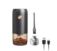 ELMWAY Mini Electric Coffee Grinder - Rechargeable & Portable, Stainless Steel Conical Burr, One-Touch Grinding with Auto Stop, Internal Adjustable Grind Settings, Perfect for Single Servings - Black