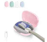 ELMWAY STB-022 UV-C Light Toothbrush Sanitizer Case by ELMWAY - Portable & Rechargeable, Compact Design with Stand for Travel or Countertop Use - Fits Most Manual & Electric Toothbrushes - Pink