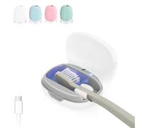 ELMWAY STB-022 UV-C Light Toothbrush Sanitizer Case - Portable & Rechargeable, Compact Design with Stand for Travel or Countertop Use - Fits Most Manual & Electric Toothbrushes - White