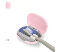 ELMWAY STB-022 UV-C Light Toothbrush Sanitizer Case - Portable & Rechargeable, Compact Design with Stand for Travel or Countertop Use - Fits Most Toothbrushes - Pink
