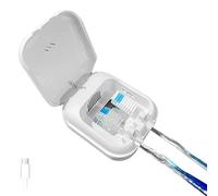 ELMWAY STB-037 Dual-Toothbrush UV Sanitizer Case for Couples by ELMWAY - Magnetic Wall-Mounted Holder & Travel Case with Fan and USB-C Heated Drying, Fits Two Electric or Manual Toothbrushes - White