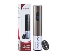 ELMWAY VinoLux Series Battery Electric Wine Opener - Electric Corkscrew, Foil Cutter, Dual LED Lights, Transparent Window & Brushed Stainless Steel Shell, 4 AA Batteries Required - Black