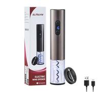 ELMWAY VinoLux Series Rechargeable Electric Wine Opener by ELMWAY - Electric Corkscrew with Dual LED Lights, Brushed Stainless Steel Body & Foil Cutter - Black