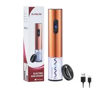 ELMWAY VinoLux Series Rechargeable Electric Wine Opener by ELMWAY - Electric Corkscrew with Dual LED Lights, Brushed Stainless Steel Body & Foil Cutter - Rose Gold