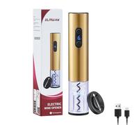 ELMWAY VinoLux Series Rechargeable Electric Wine Opener by ELMWAY - Electric Corkscrew with Dual LED Lights, Brushed Stainless Steel Body & Foil Cutter - Gold