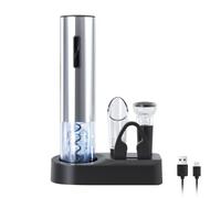 ELMWAY VinoLux Series Rechargeable Wine Opener Set by ELMWAY - Electric Corkscrew with Foil Cutter, LED Light & Stainless Steel Shell, Wine Aerator Pourer, Vacuum Stopper & Base - Gift for Wine Lovers