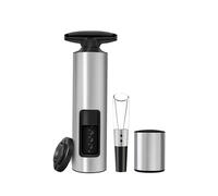 ELMWAY Wine Opener Set - Manual Self-Pull Corkscrew with Foil Cutter, Premium Wine Aerator Pourer & Vacuum Stopper, Brushed Stainless Steel, Power-Free and Easy to Use, Built to Last - 4-in-1