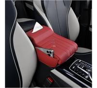 ELNas Car Center Console Armrest Pillow for Nissan DayZ Roox/Gloria Cedric/GTR GT-R, Auto Center Console Pad Leather Arm Rest Protector Cushion,Red