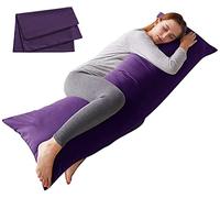 ELNIDO QUEEN Body Pillow with Pillowcase - Soft Long Bed Pillow for Adults - Breathable Full Body Pillow Insert for Sleeping, 20x54inches, Purple