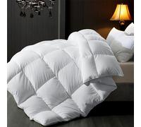 ELNIDO QUEEN® Feather Comforter Queen Size, Filled with Feather and Downfiber, All Season White Luxury Hotel Fluffy Bed Comforter, Ultra Soft 100% Cotton Duvet Insert, 90x90 Inch