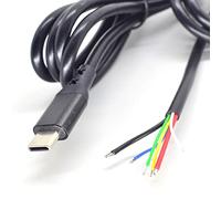 ELNONE USB C Pigtail Cable, Type-C 4ft 1.2meter 5A 20AWG 6 core Power Data Pigtail Cable, CC1 CC2 Cord DIY Black for Laptop Charging