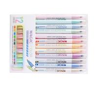 Elnwnnkc 12Pcs Color Changing Highlighter Pen Fast Drying for Card Making Color Coding Scrapbooking Double Ended Highlighter Highlighters