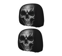 Elnwnnkc 2pcs Halloween Skull Design Car Headrest Covers for Most Vehicles Machine Washable Polyester Easy to Clean Washable Car Headrest