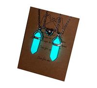 Elnwnnkc 2Pieces Natural Stone Pendants Necklace Hexagonal Pendants Magnet Necklace Matching Heart Charm Jewelry for Women