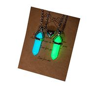 Elnwnnkc 2Pieces Natural Stone Pendants Necklace Hexagonal Pendants Magnet Necklace Matching Heart Charm Jewelry for Women