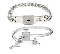 Elnwnnkc 2X His Hers Love Heart for Macthing Bangle & for Pendant Set Gifts for Lover Friendship Couples Bracelets Customized