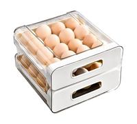 Elnwnnkc 32Eggs Organizers for Refrigerator, 2 Tiers Stackable Eggs Holder for Fridge Eggy Tray Eggy Storage Container Eggs Organizers Drawer