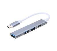 Elnwnnkc 4 in 1 USB Hub Adapter for Type C and Devices Connect, Keyboard Phone Tablets Aluminum Alloy Multi Port for Computers and Smartphones Portable for Data Transfer