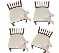 Elnwnnkc 4Pcs Polyester Seat Cover Waterproof Stretch Soft Polyester Blend Spillproof Designs for Home Furniture Spandex Chair Protectors