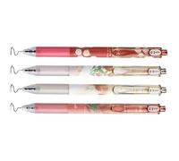 Elnwnnkc 4PCS Rose Floral Patterned Gel Inks Pen Retractable Gel Black Inks 0.5MM Fine Tip Quick Dry for Daily Note Taking Spring Action