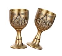 Elnwnnkc Alloy 25ml Miniature Drinking Cup Classical Bronze Finish Castles Pattern Shot Glasses for Home Club Decoration Collectible Accessory