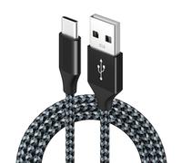 Elnwnnkc Bedside Power Cord with Reinforced USB-a, Black gray 1M | Braided Sleeve, 3A, 480 Mbps Data,