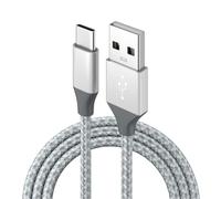 Elnwnnkc Bedside Power Cord with Reinforced USB-a, Gray 3M | Braided Sleeve, 3A, 480 Mbps Data,