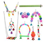 Elnwnnkc Bird Toy 13Pcs Chew Toy Swing Ladder Perch Bridge for Small Birds Improving Physical & Mental for Health Bird Swing Ladder Perch Balls Chew for Parrots for Parakeets for Lovebirds