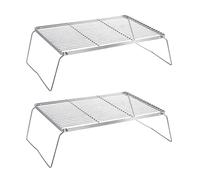 Elnwnnkc Compact Stainless Steel Folding Cooking Stands 2 Pack Stable for Flame Management Hiking Cooking Gear