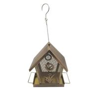 Elnwnnkc Decorative Bronze Bird Feeder with Clear Side Panels Allows Simple of Food Levels in Your Yard Permanent Bird Feeder