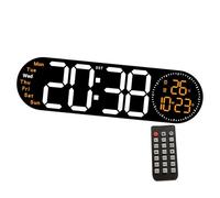 Elnwnnkc Large LED Wall Clock with Remote Control 2 Alarms Date Temperature Easy to Read Display for Home Decors Time Management LED Display Clock